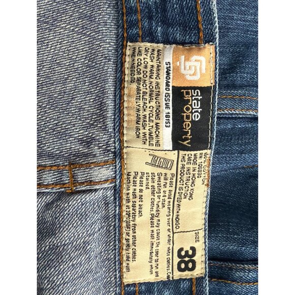 State Property Men Baggy Wide Leg Streetwear Blue Jeans Size 38 - Picture 8 of 11